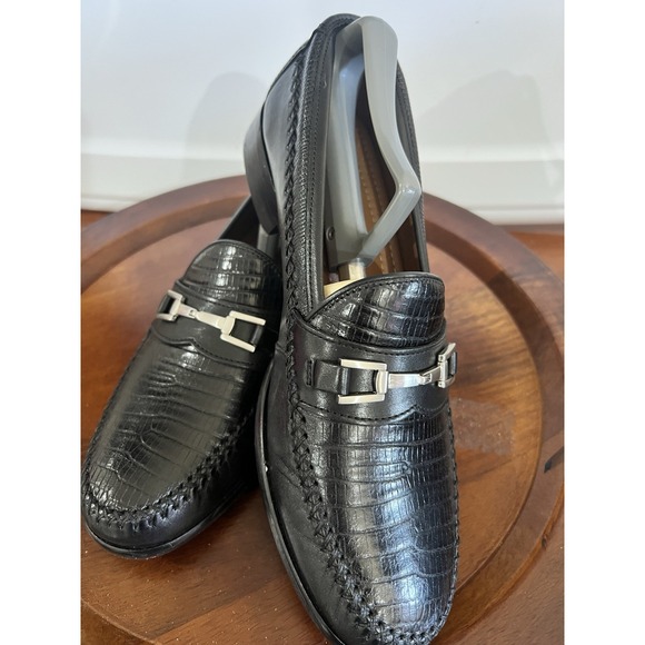 Johnston & Murphy Domani Loafers Mens Size 9.5 M Black‎ Leather Dress Shoes - Picture 1 of 9